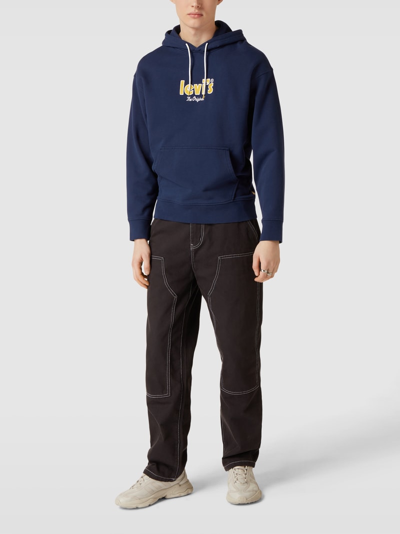 Relaxed Fit Hoodie mit Label-Patch in dunkelblau