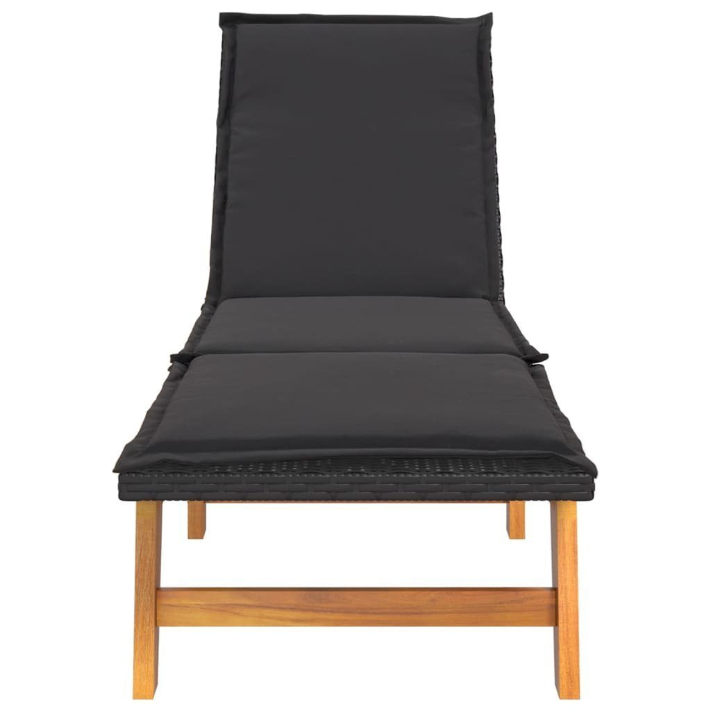 vidaXL Gartenliege Sonnenliege mit Tisch Poly Rattan und Massivholz Akazie, 1 St.