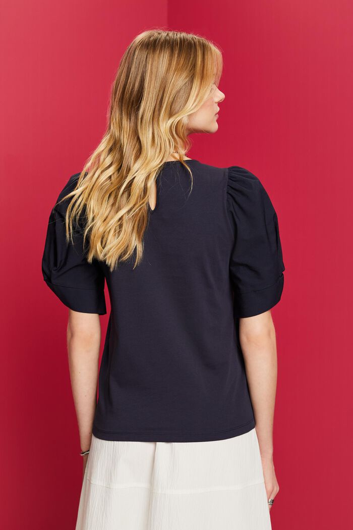 T-Shirt mit Strukturmix, 100 % Baumwolle