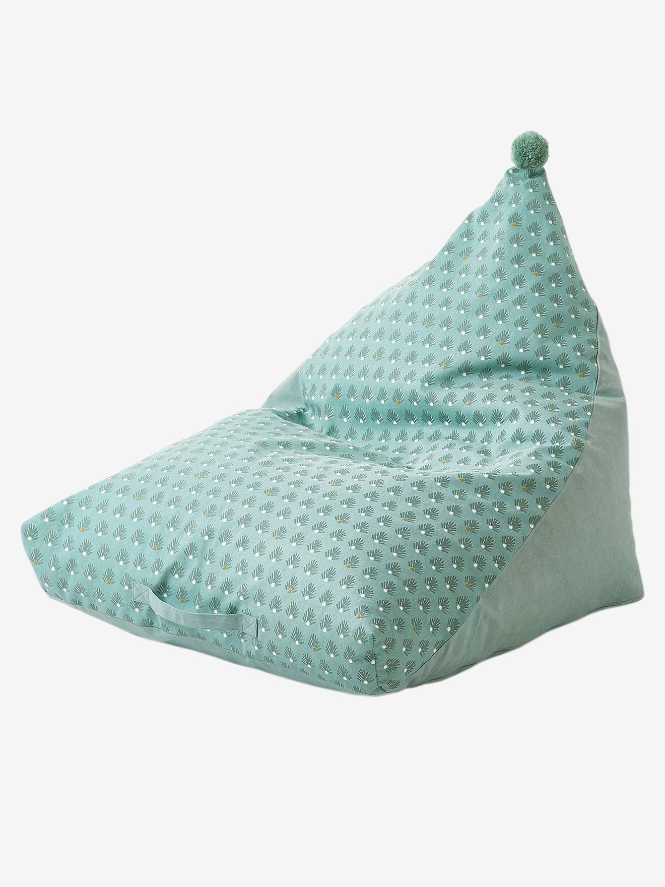 Vertbaudet Kinder Sitzsack, Blätter-Print - grün bedruckt