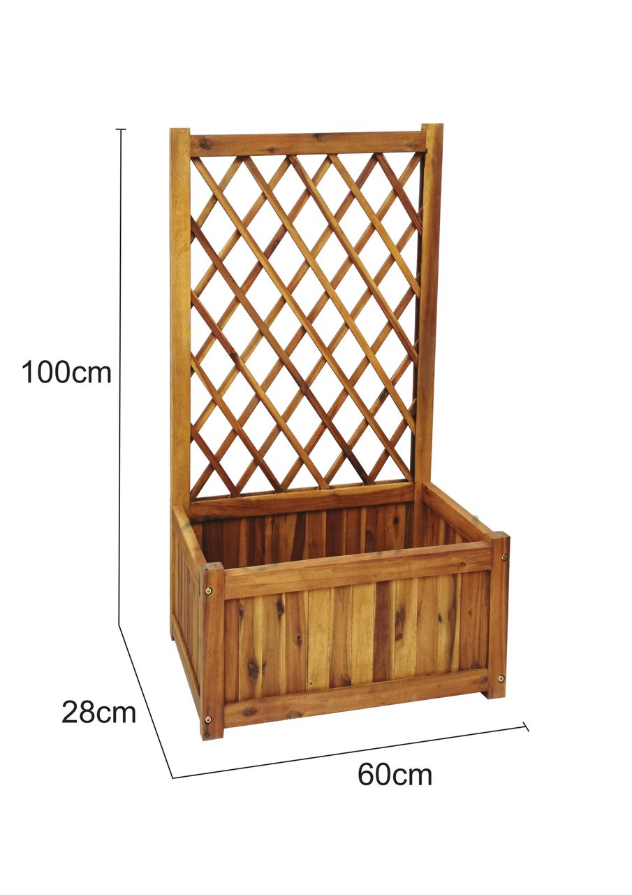Hardin 1fachgut Pflanzkasten Pflanztopf Blumentopf mit Rankhilfe 100 x 60 x 28 cm FSC braun