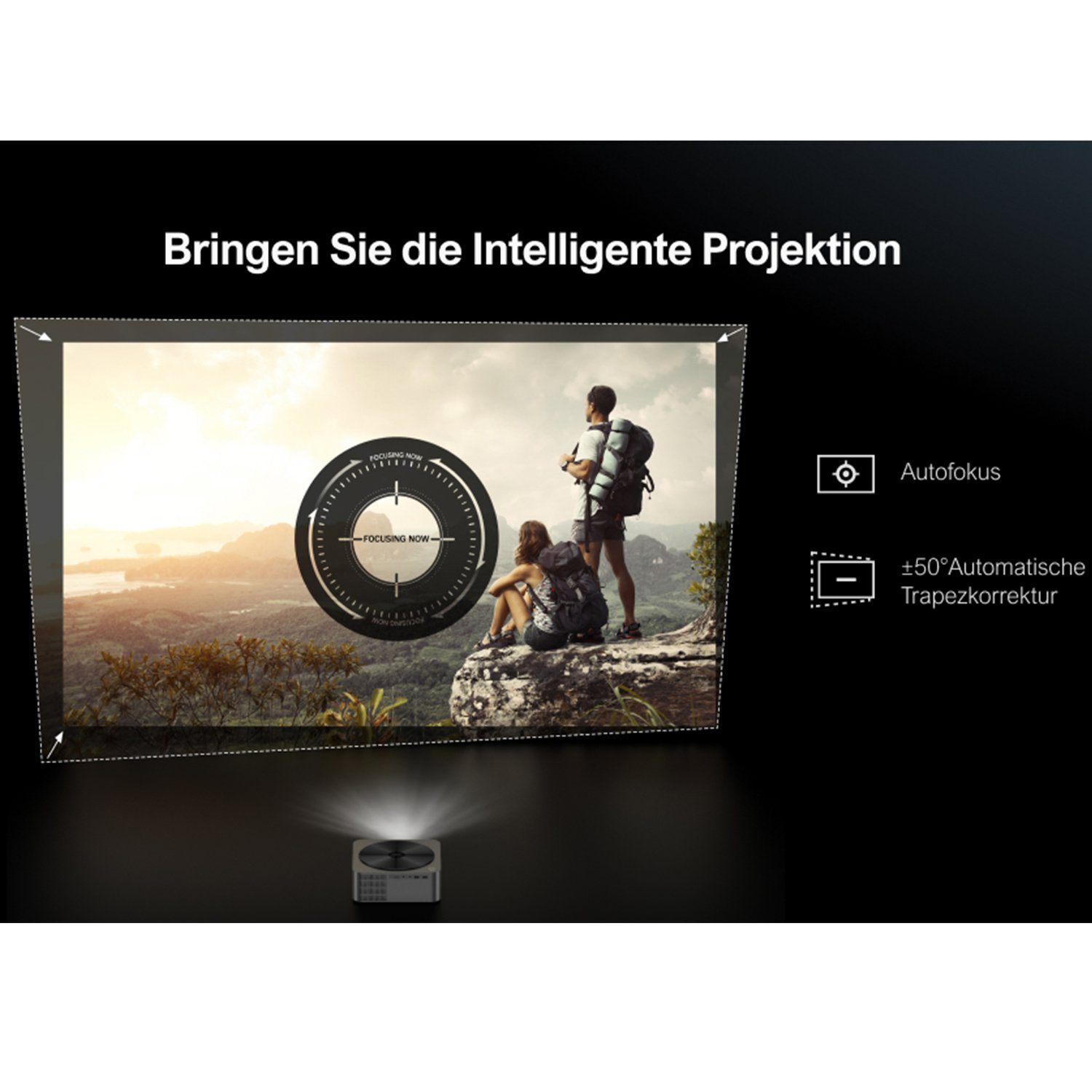 Ultimea Native 1080P Full HD Beamer (21000 lm, 15000:1, 1920 x 1080 px, Full HD,4K-Decodierung&HDR10, Autofokus&6D-Autotrapezkorrektur)