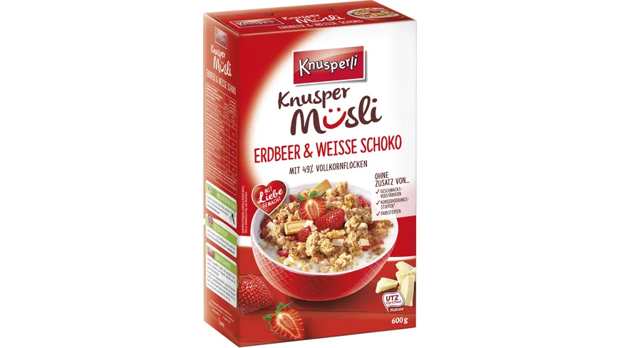 Knusperli Müsli Erdbeer weiße Schokolade UTZ 600 g