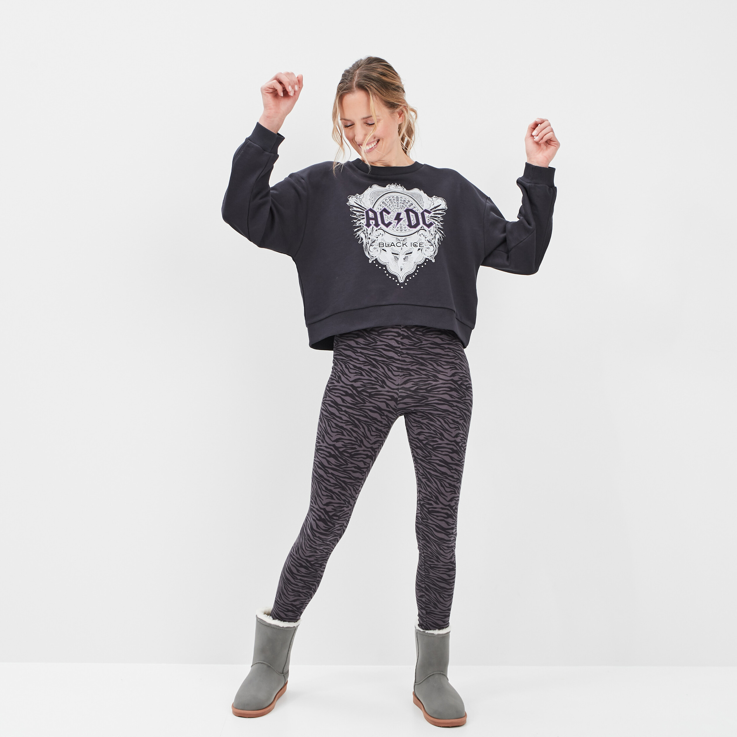 Leggings en coton gris foncé femme | La Halle