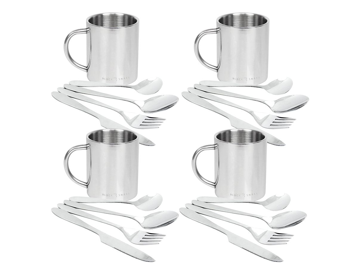 Black Snake 4-Personen Set Thermo Tasse und Essbesteck
