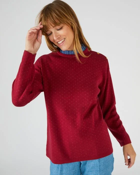 Pull jacquard chaud col volanté Thermolactyl