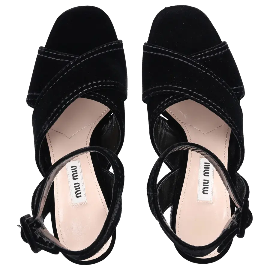 Miu Miu - Plateausandalen Samt - schwarz