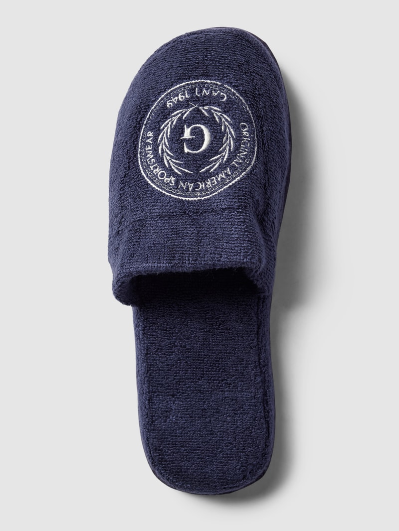 Hausschuhe mit Label-Stitching Modell 'CREST' in marineblau