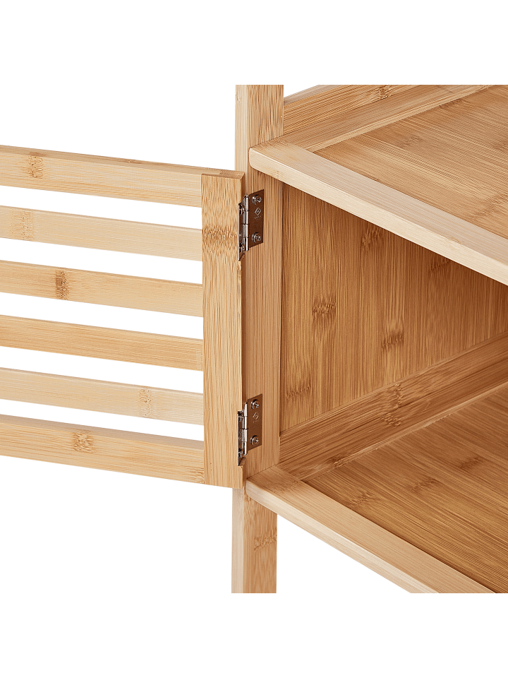 Beliani Badezimmerregal LAFAYETTE in Heller Holzfarbton - (W) 36 x (H) 114 x (L) 30 cm günstig kaufen onesize