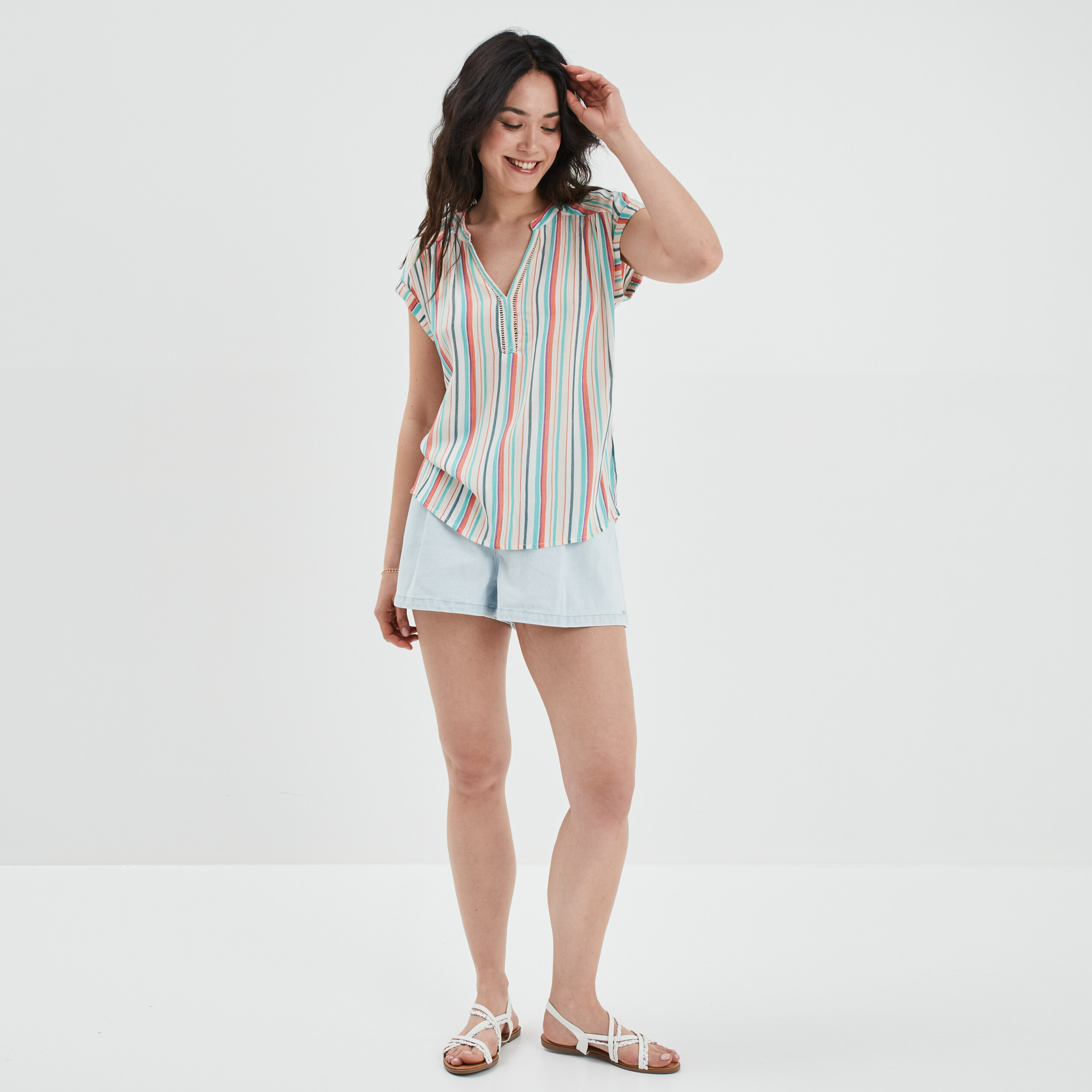 Blouse manches courtes ecru femme | La Halle