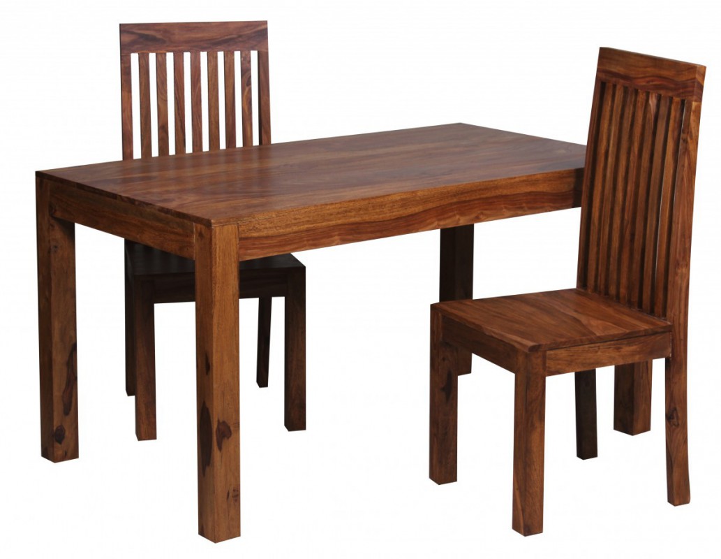 Wohnling Design Esstisch Massiv 140 x 80 x 76 cm Sheesham Massivholz