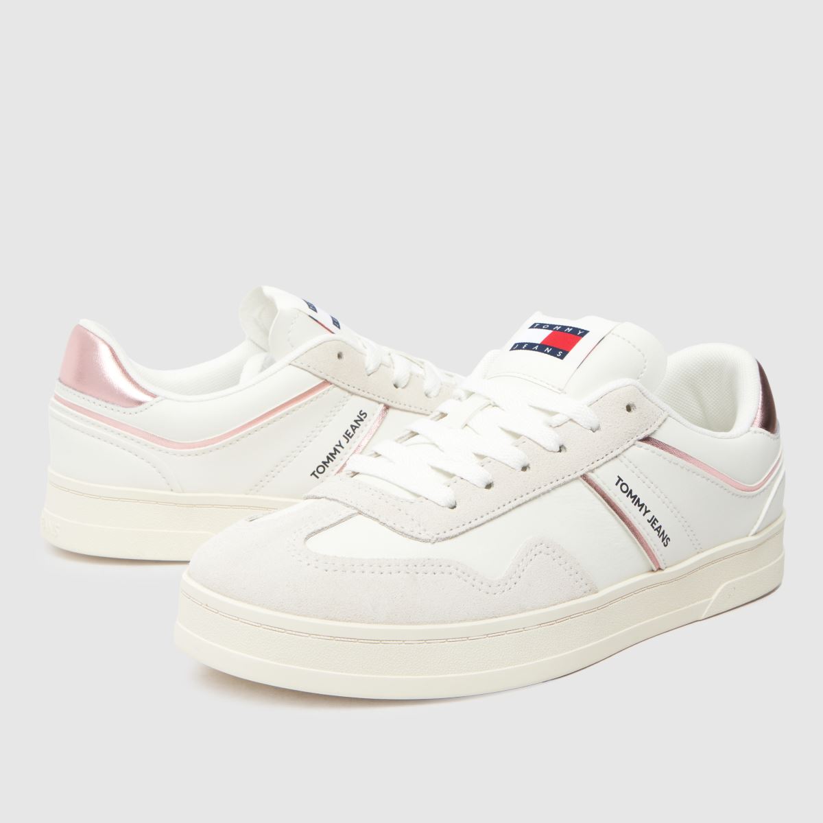 Tommy Jeans Greenwich-sneakers i vitt och rosa