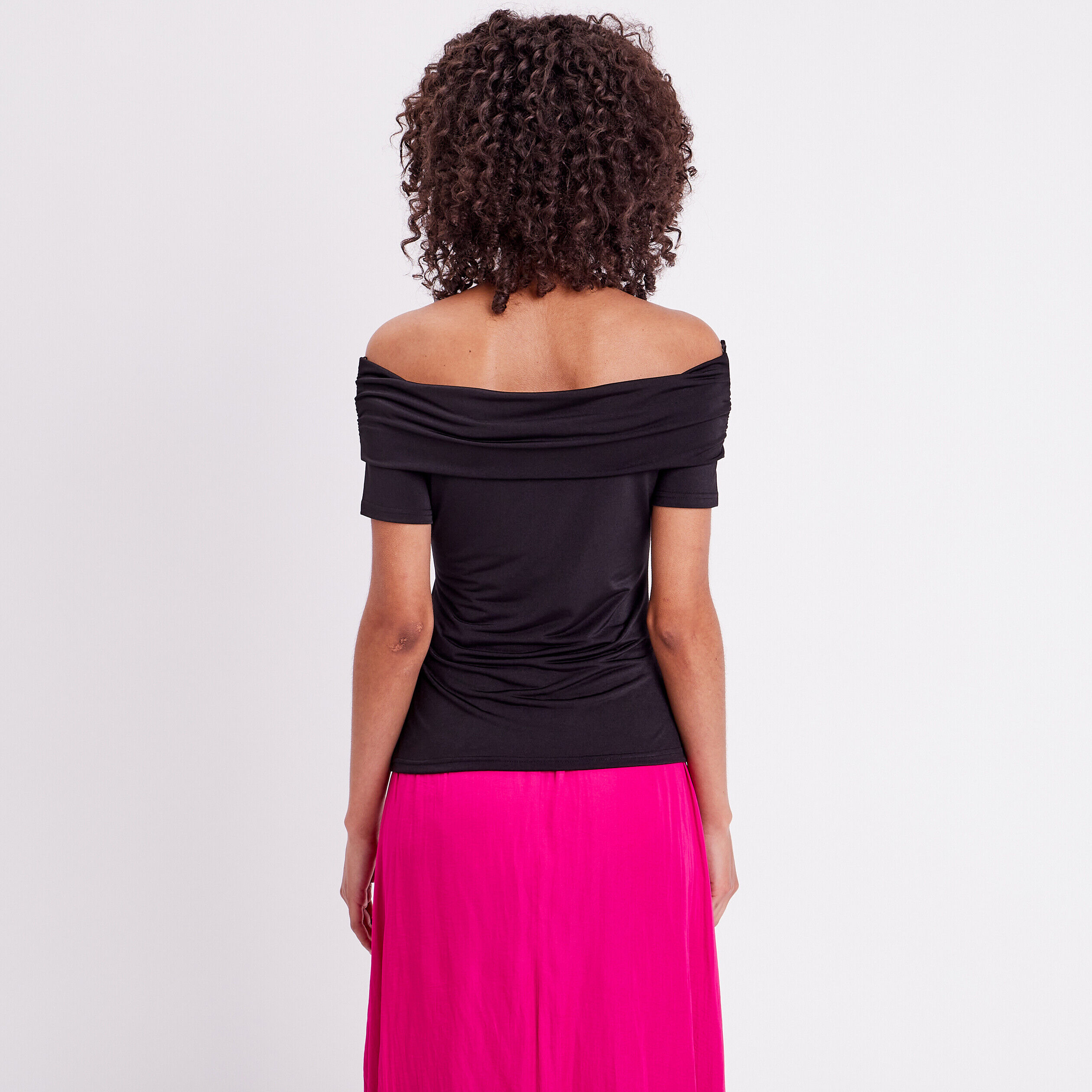 T-shirt col bardot noir femme | Cache Cache