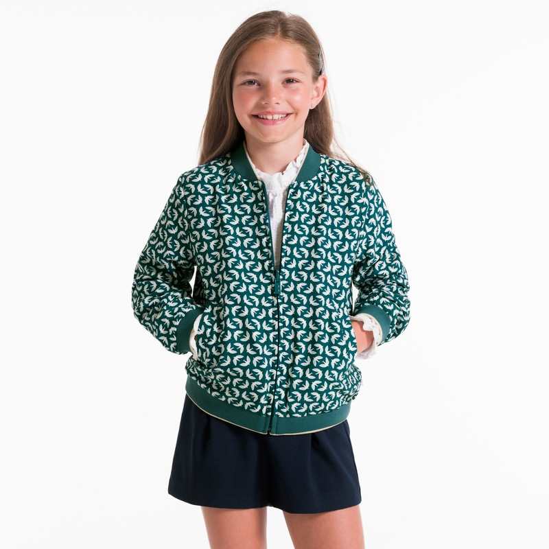 Blouson bomber réversible vert Fille