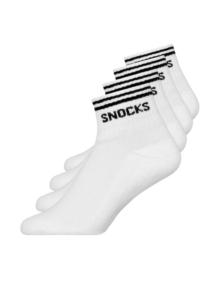 SNOCKS Retro Sneaker Socken aus Bio-Baumwolle 4 Paar in Weiß (Streifen) günstig kaufen 47-50