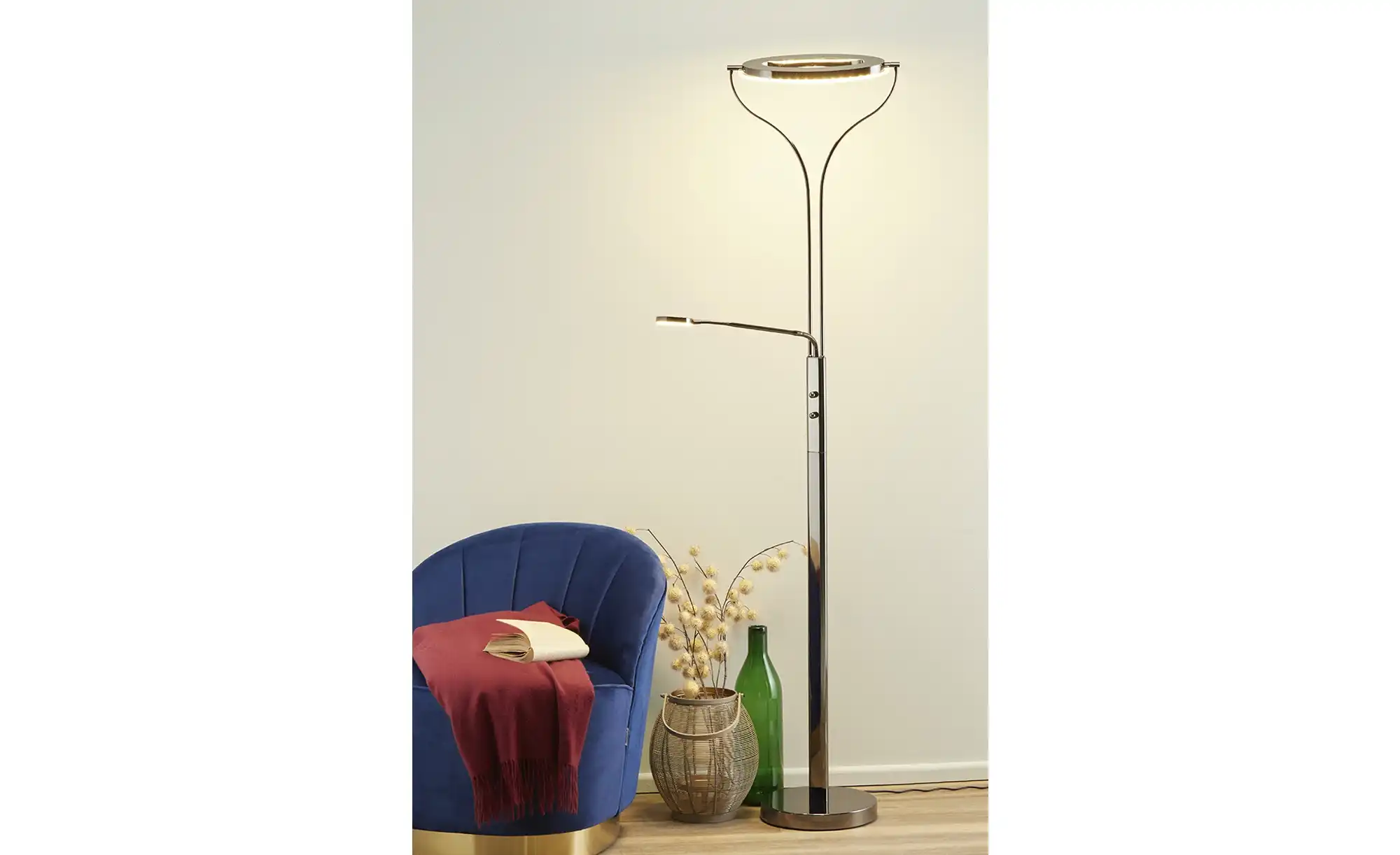 Meisterleuchten LED-Deckenfluter, 2-flammig, schwarz/chrom