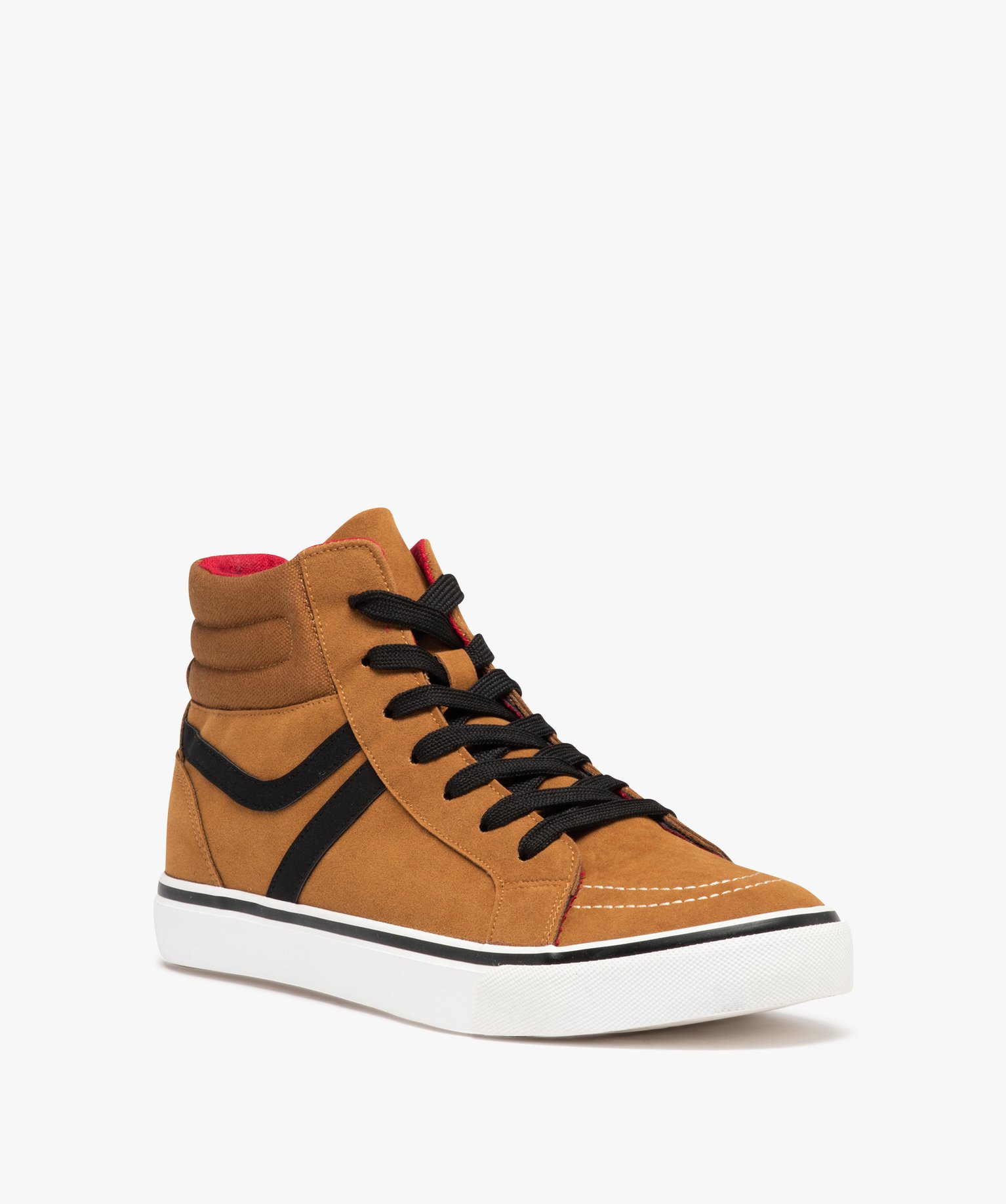 Baskets homme mid-cut en suédine à col rembourré camel | GEMO
