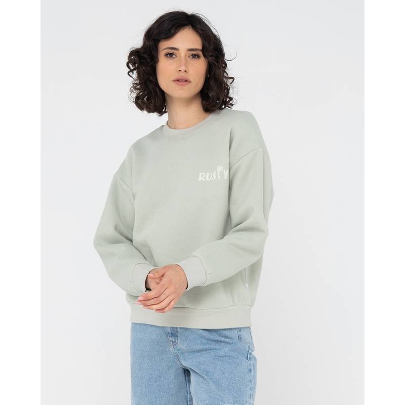 RUSTY RUSTY PALM RELAXED CREW FLEECE Rundhalspullover Damen