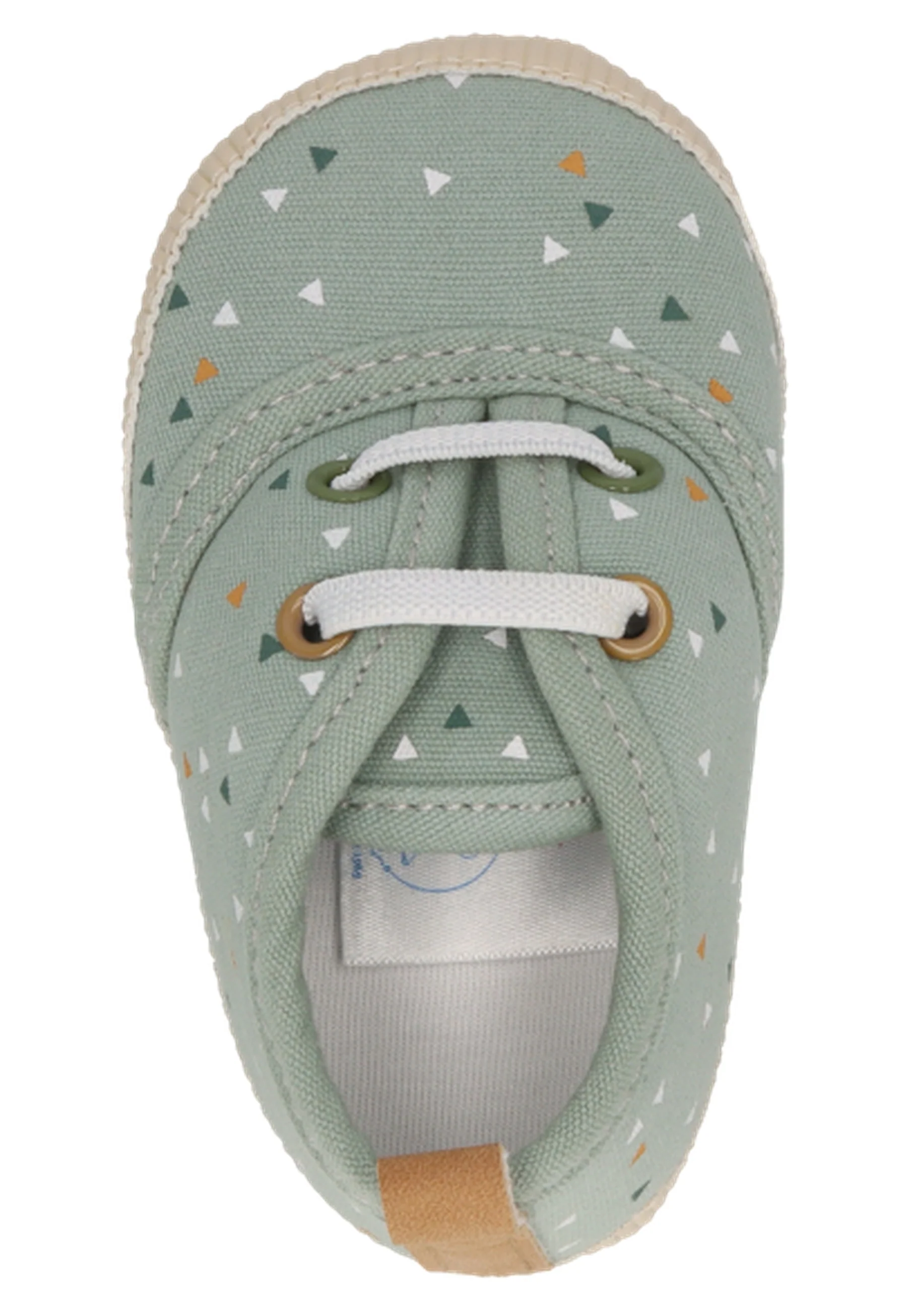 Babyschuh mit elastischen Schnürsenkeln in steingrün