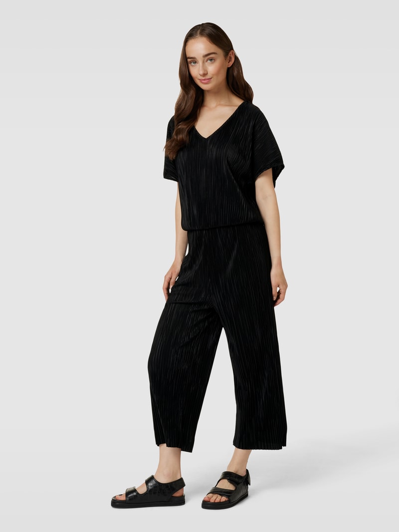 Jumpsuit mit Plisseefalten in schwarz