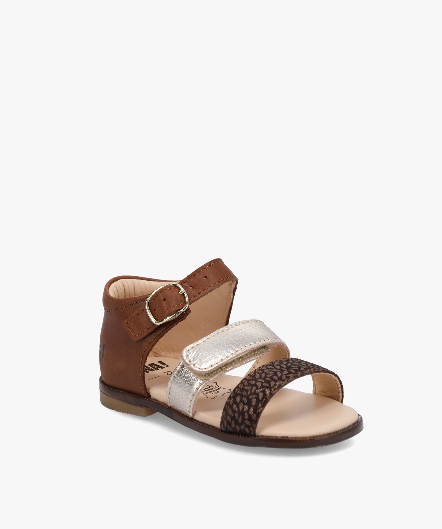 Sandales bébé fille à scratch dessus cuir métallisé –... camel | GEMO