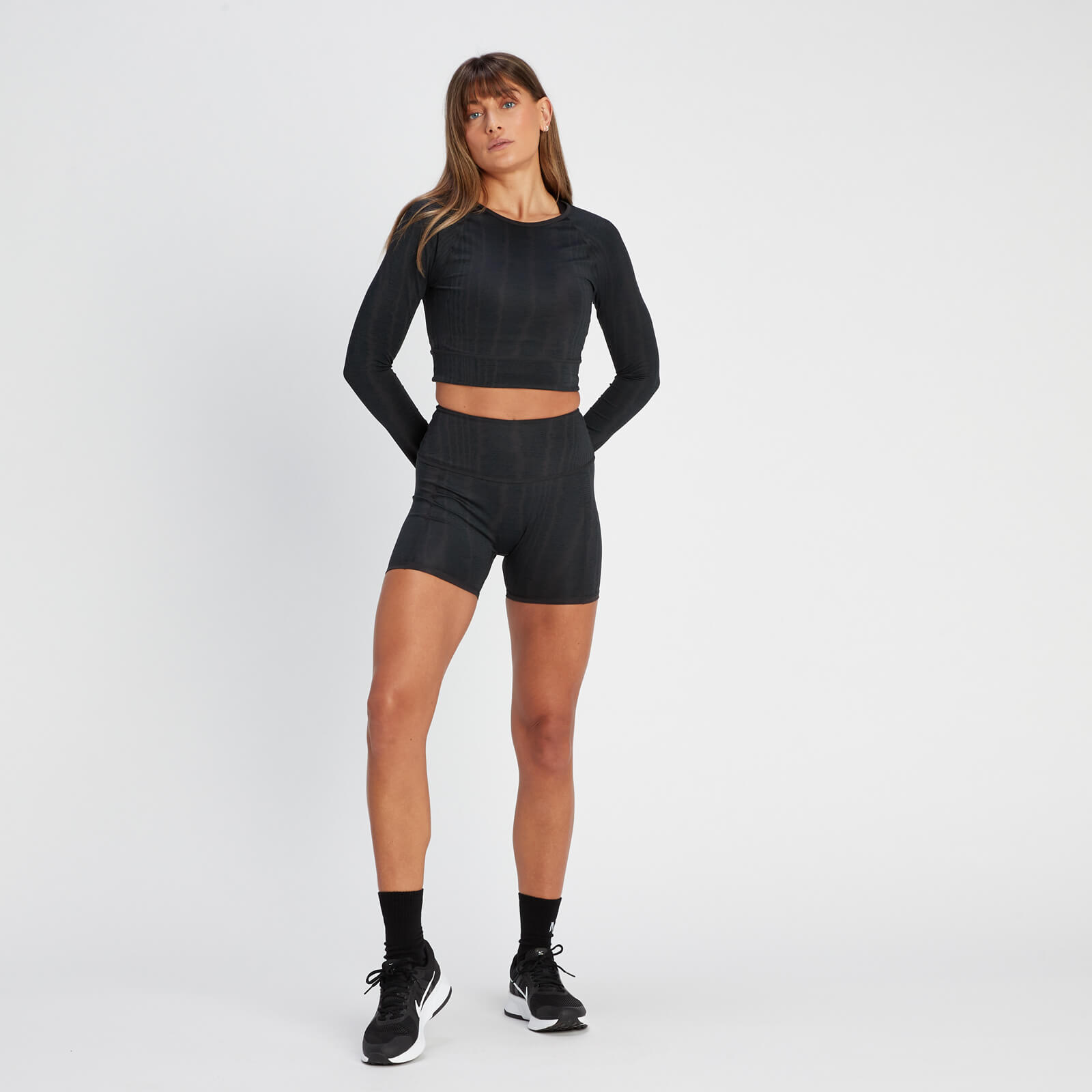 Crop top réversible à manches longues MP Tempo pour femmes – Noir