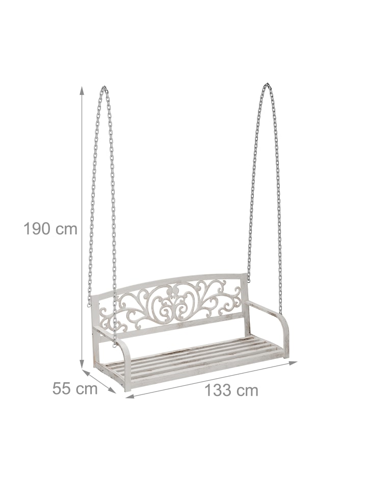relaxdays Hängebank in Weiß/ Bronze - (B)133 x (H)190 x (T)55 cm günstig kaufen onesize