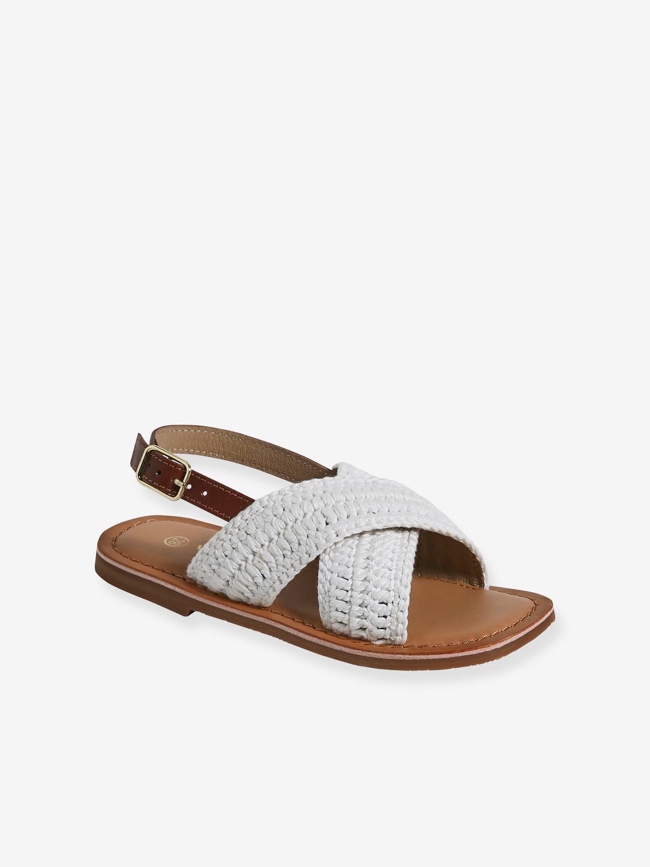 Vertbaudet Kinder Sandalen mit überkreuzten Riemen - wollweiß