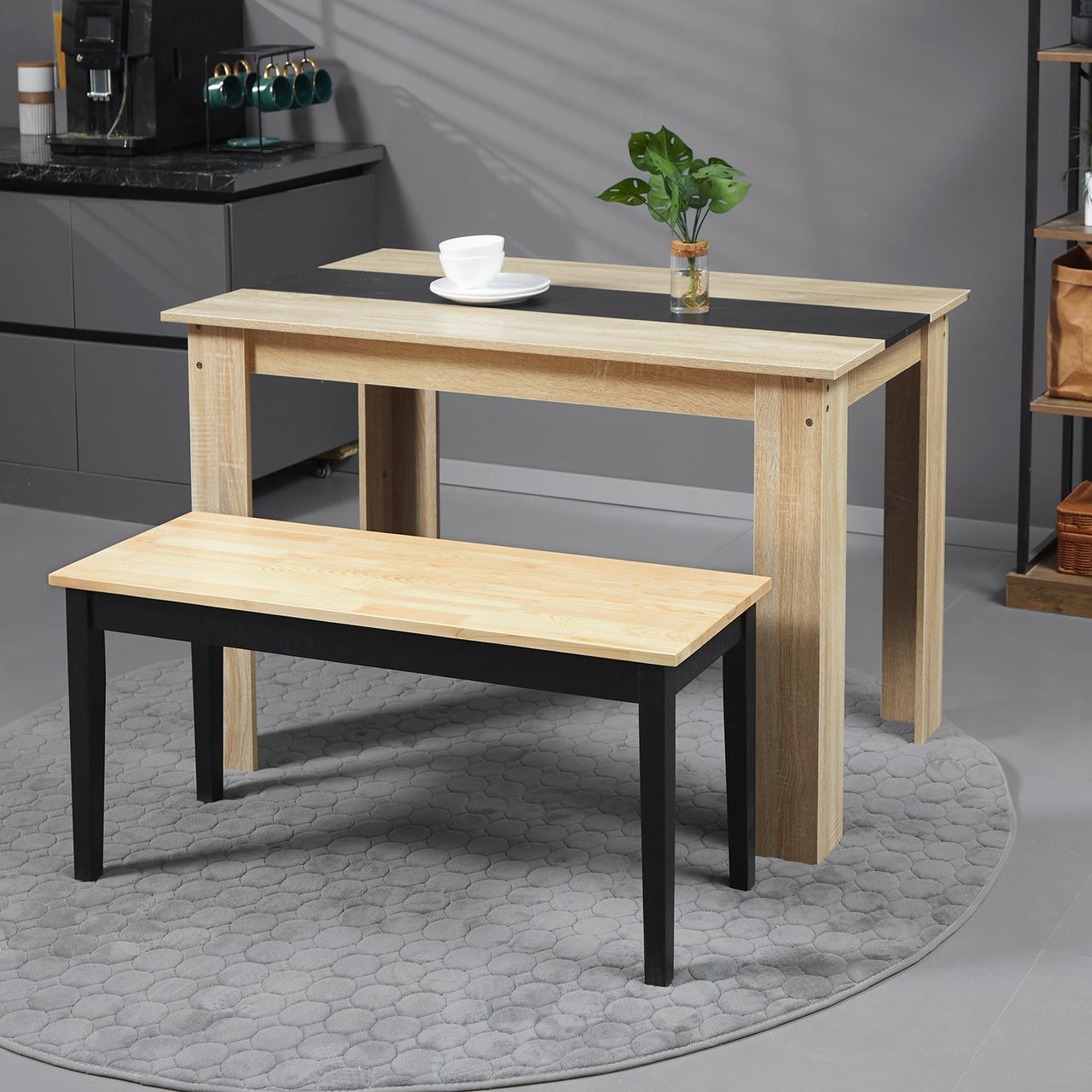 HOMCOM Sitzbank 2-Sitzer Essbank Holzbank, Küchenbank bis 220 kg belastbar
