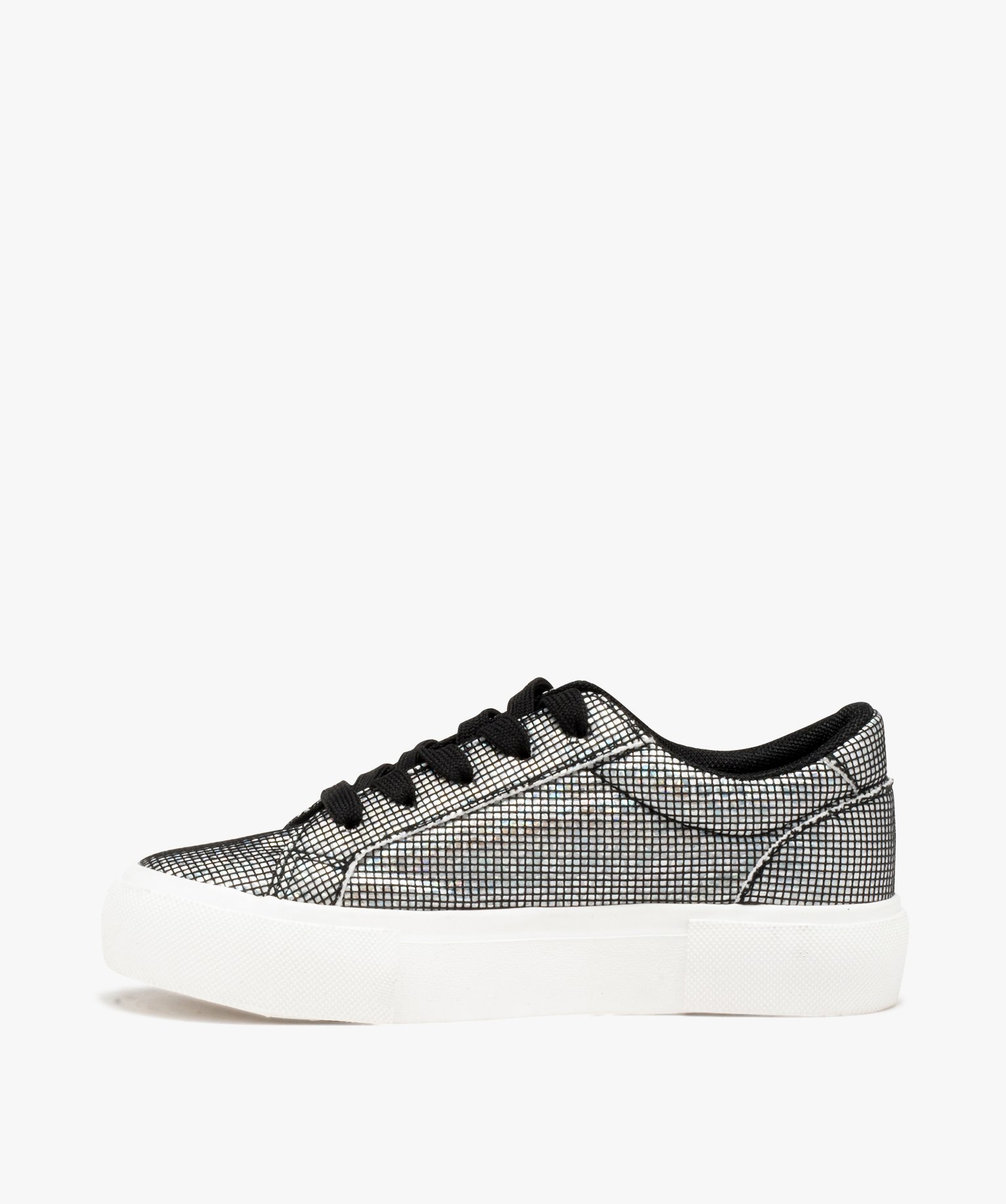 Baskets fille irisées à semelle compensée effet filet argent | GEMO