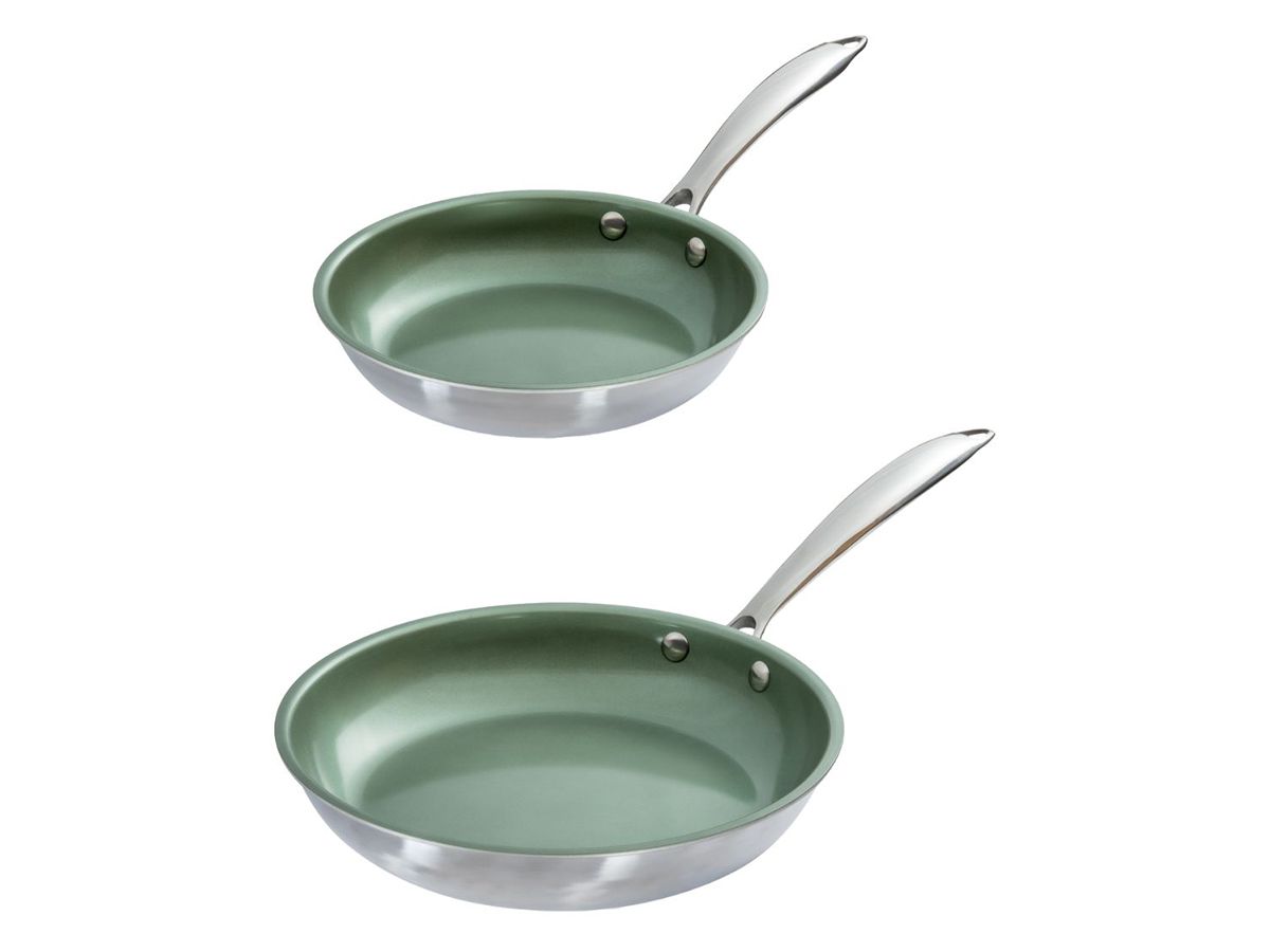 Just Vegan Edelstahl Eco Set von 2 Bratpfannen