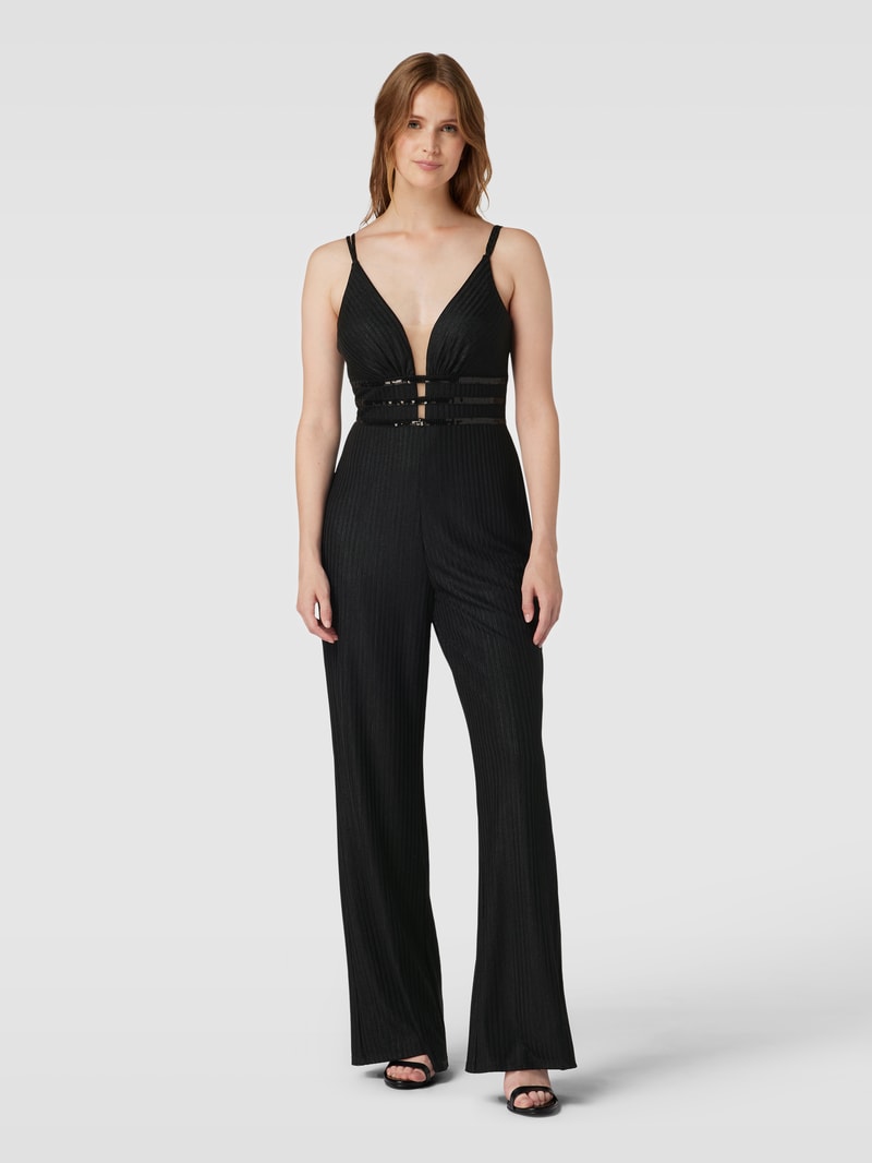 Jumpsuit mit Strukturmuster in schwarz