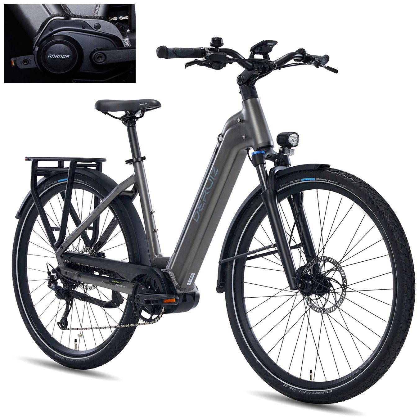 DERUIZ E-Bike MICA-G 28 Zoll E-Bike 250W 80Nm Mittelmotor, 48V / 644Wh Akku, 9 Gang SHIMANO SHIMANO ALTUS, 9-Gang Schaltwerk, Kettenschaltung, Mittelmotor, 644,00 Wh Batterie, (Set, mit Akku-Ladegerät, mit Werkzeug), 644Wh Batterien mit großer Kapazi