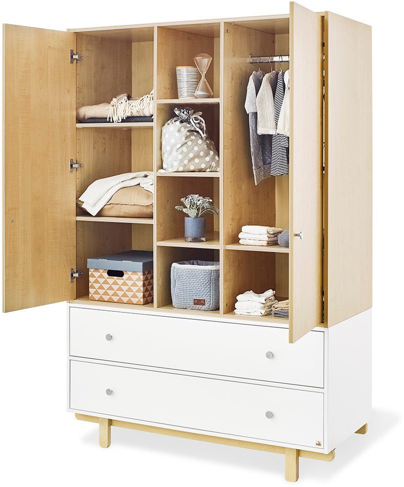 Pinolino® Babyzimmer-Komplettset Boks, (Set, 3-St., Kinderbett, Kleiderschrank, Wickelkommode), extrabreit groß; mit Kinderbett, Schrank und Wickelkommode