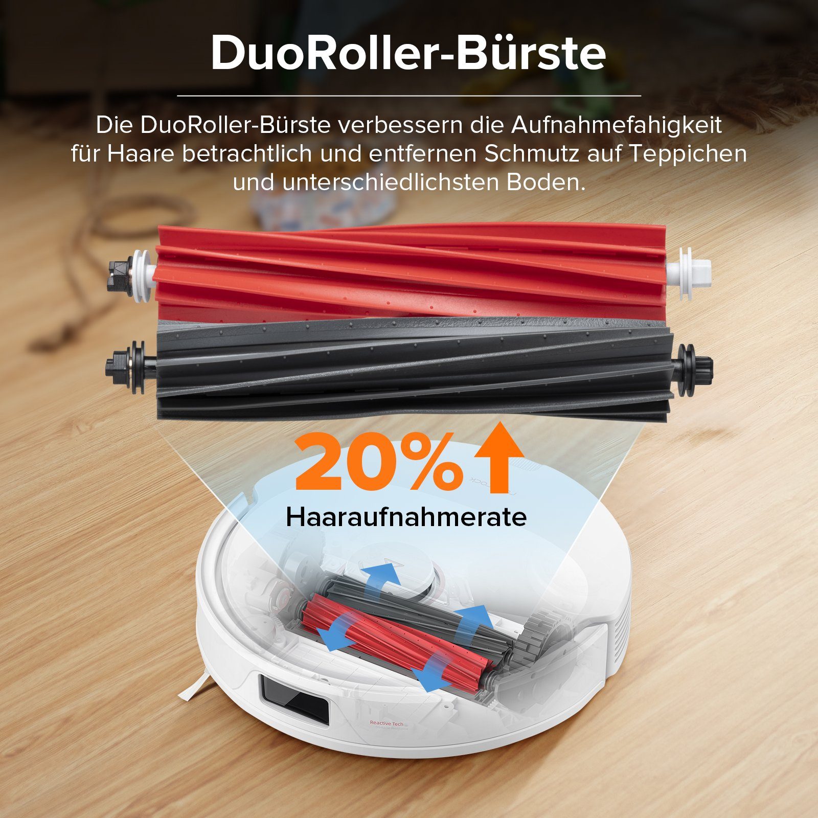 Roborock Saugroboter Q8 MAX+, 59,00 W, Saugroboterr mit selbstentleerender Absaugstation (7 Wochen) , DuoRoller-Bürste, 5500 Pa Saugkraft, No-Go-Zonen, Reinigung entlang der Bodenlinien, Sprach-/App-Steuerung, Q7 MAX+ Update
