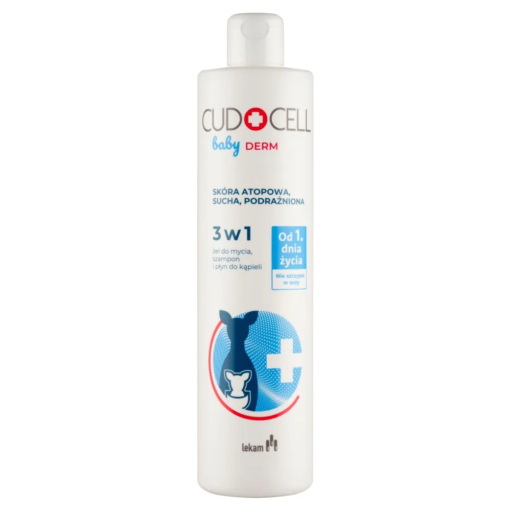 Cudocell Baby Derm vaskegel, shampoo og badevæske 3 i 1 atopisk hud 400 ml