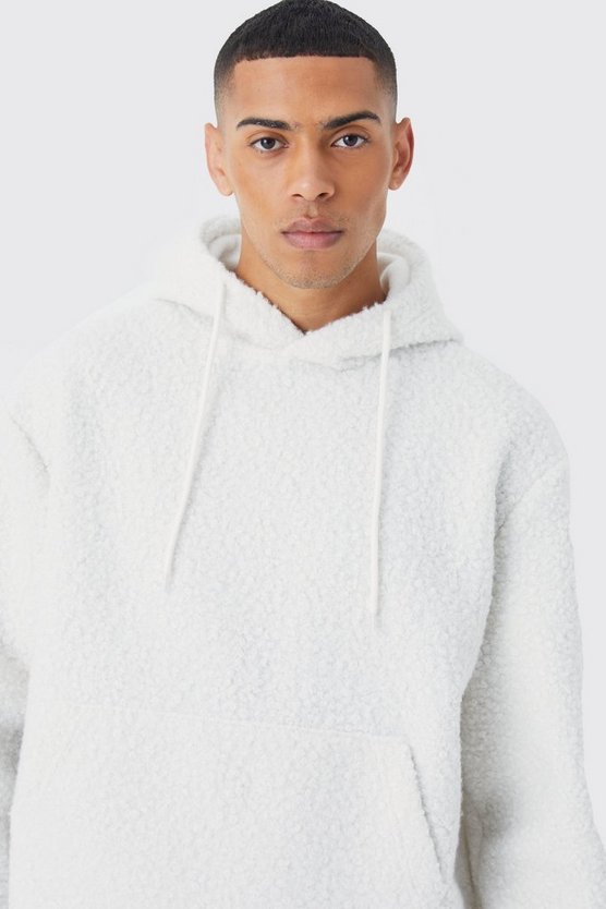 Kastiger Oversize Bouclee Borg-Hoodie