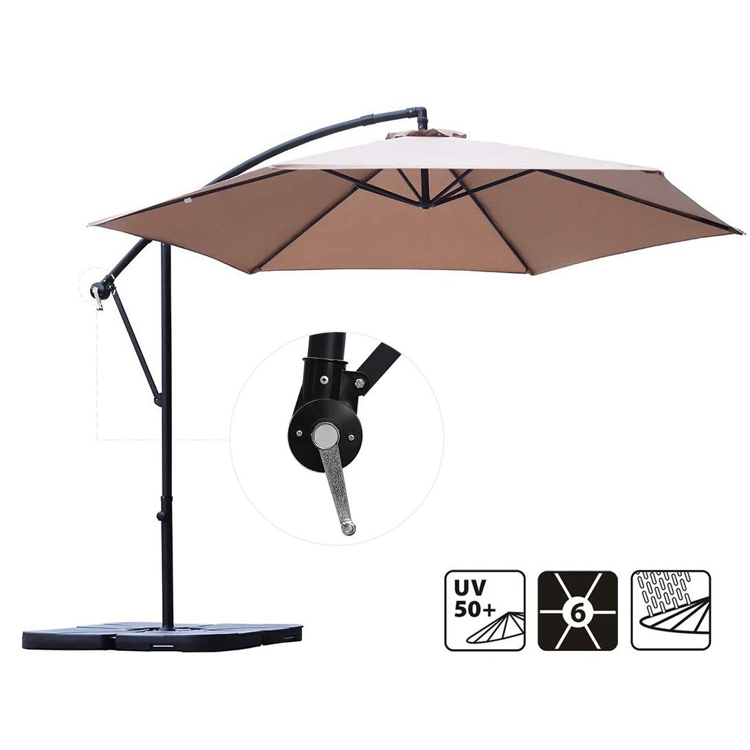 Sekey Ampelschirm 300 cm Sonnenschirm mit Ständer ohne Platten, Gartenschirm mit Kurbel, LxB: 300,00x300,00 cm, Sonnenschutz UV50+