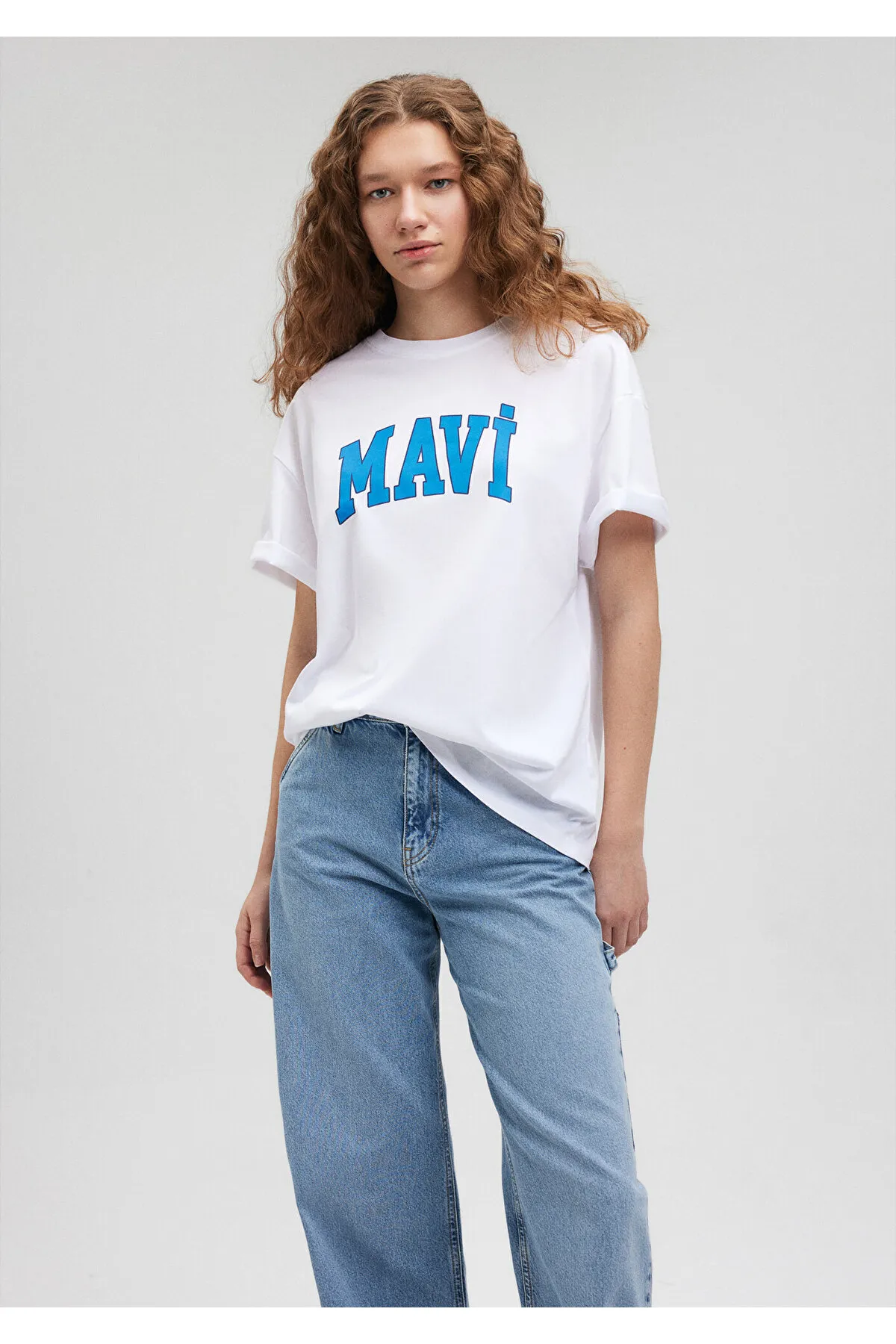 Mavi  Weißes T-Shirt mit Logo-Print, Übergröße/weiter Schnitt 1600843-70000