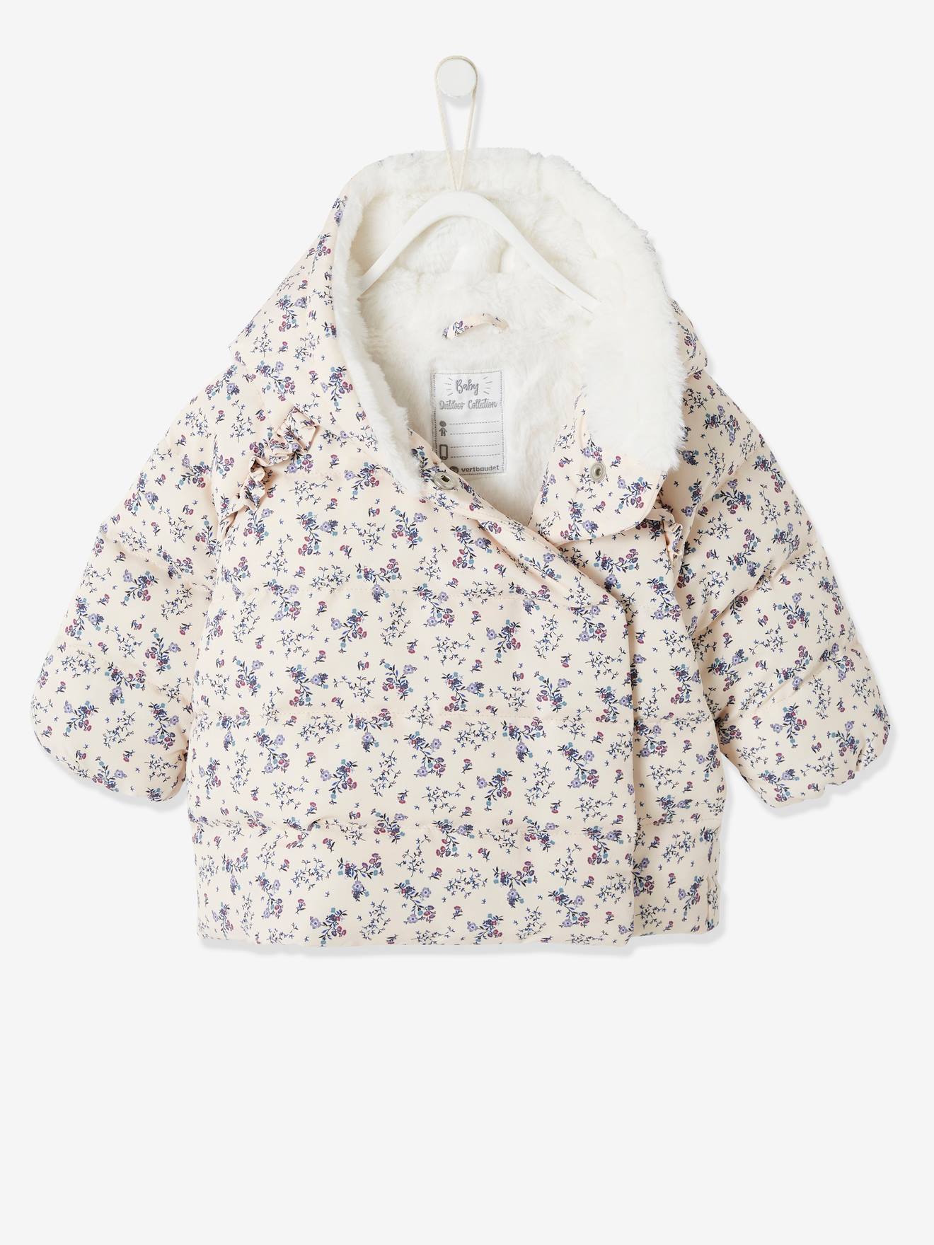 Doudoune doublée bébé asymétrique bleu ardoise