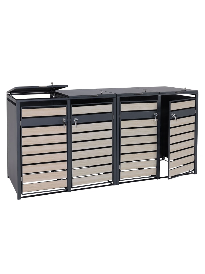MCW XL 4er/8er-Mülltonnenverkleidung J81, Buche-Holzoptik hellbraun günstig kaufen onesize