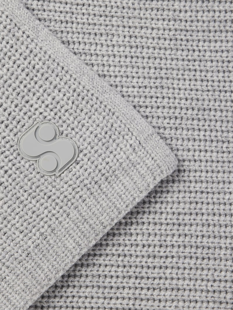 Strickschal mit Label-Detail Modell 'Basic' in dunkelgrau