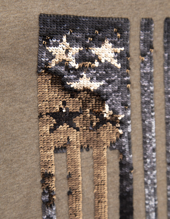 T-shirt moka bio drapeau sequins réversibles garçon