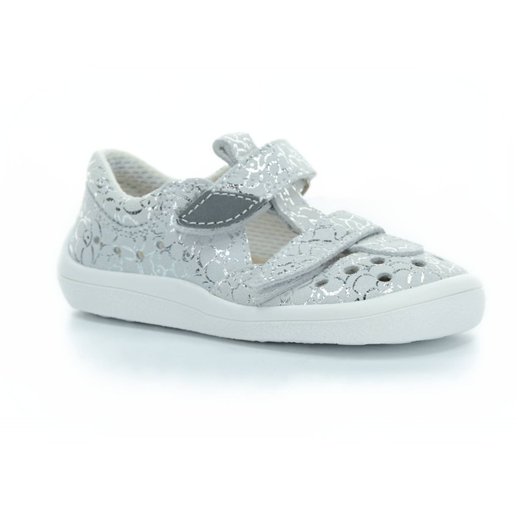 Beda Silver Shine Barfußsandalen Klett (BF0001/SD/W/TS)