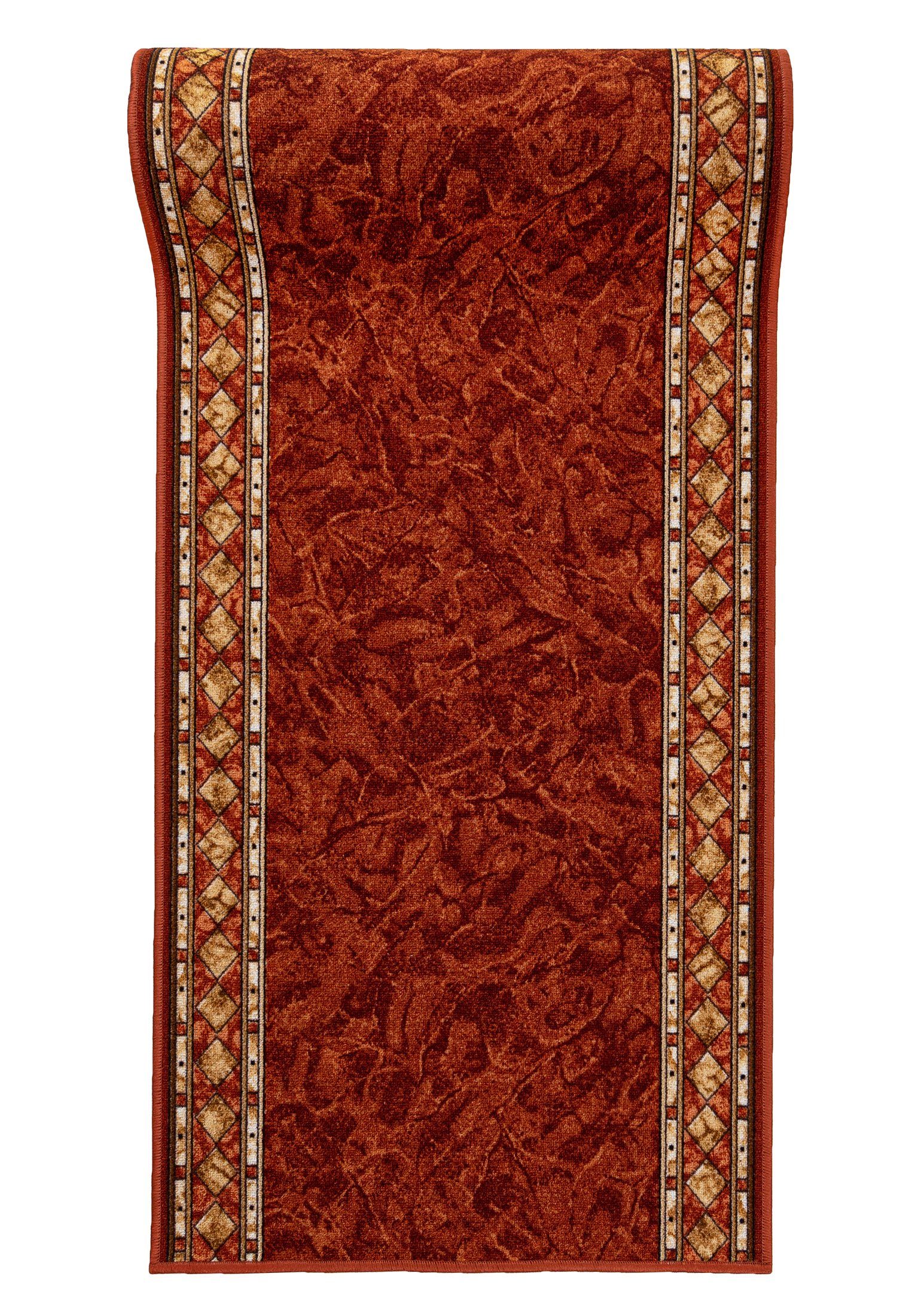 Läufer Läufer Teppichläufer Brücke - Vorzimmer Küche - Terracotta Rost, Mazovia, 67 x 125 cm, Kurzflor, Rutschfest, Meterware, Verschiedene Größen