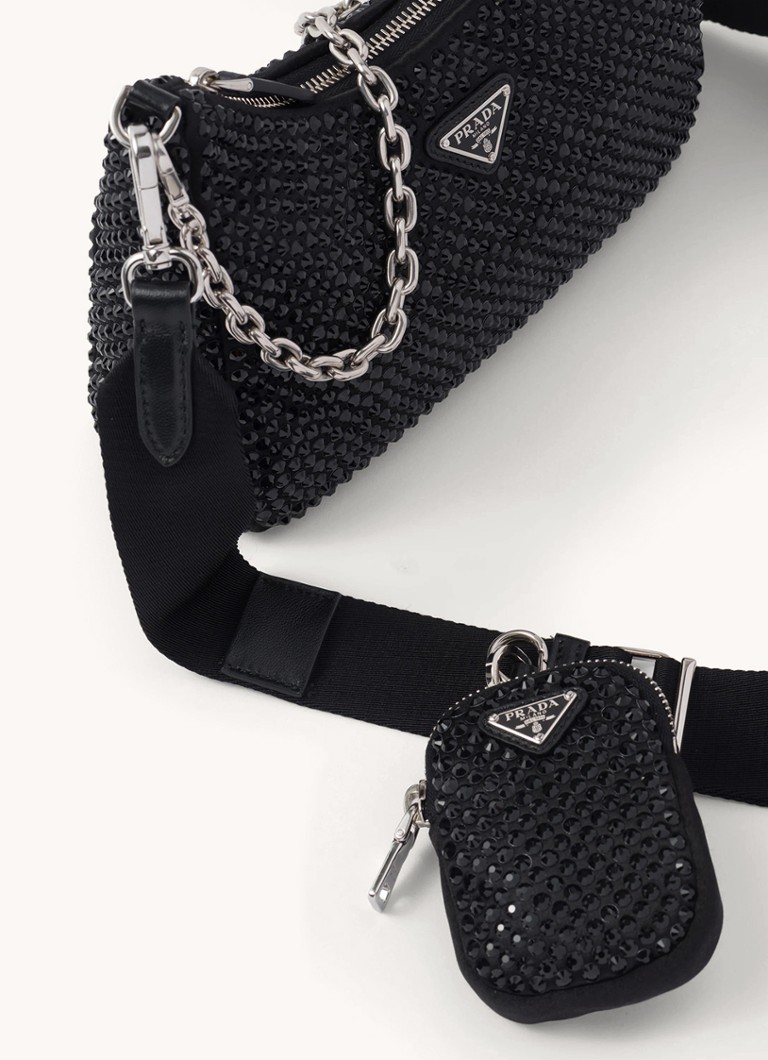 Prada Re-Edition 2005 olkalaukku strassikivillä