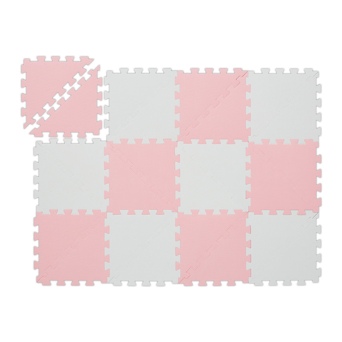 Puzzlematte rosa-weiß