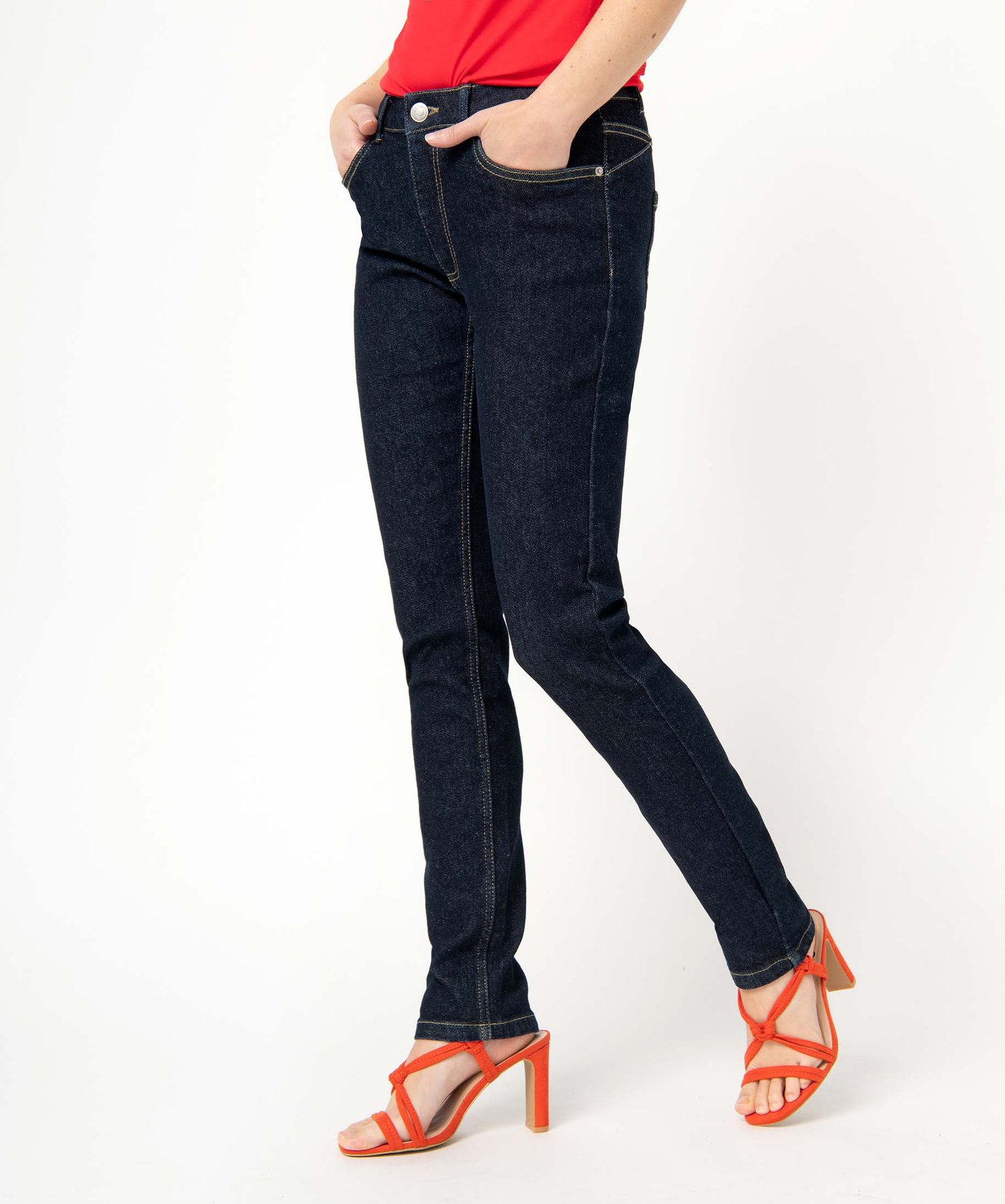 Jean femme coupe Slim coloris délavé brut | GEMO