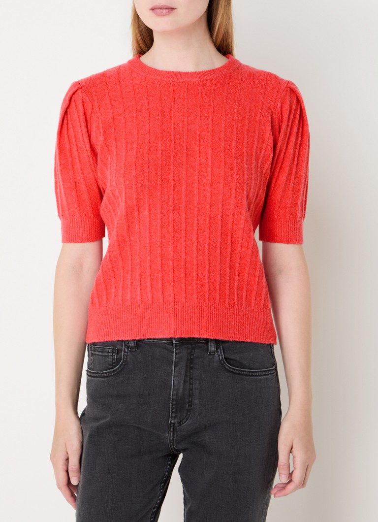 French Connection Lola fine knitted top in wool blend with round neck