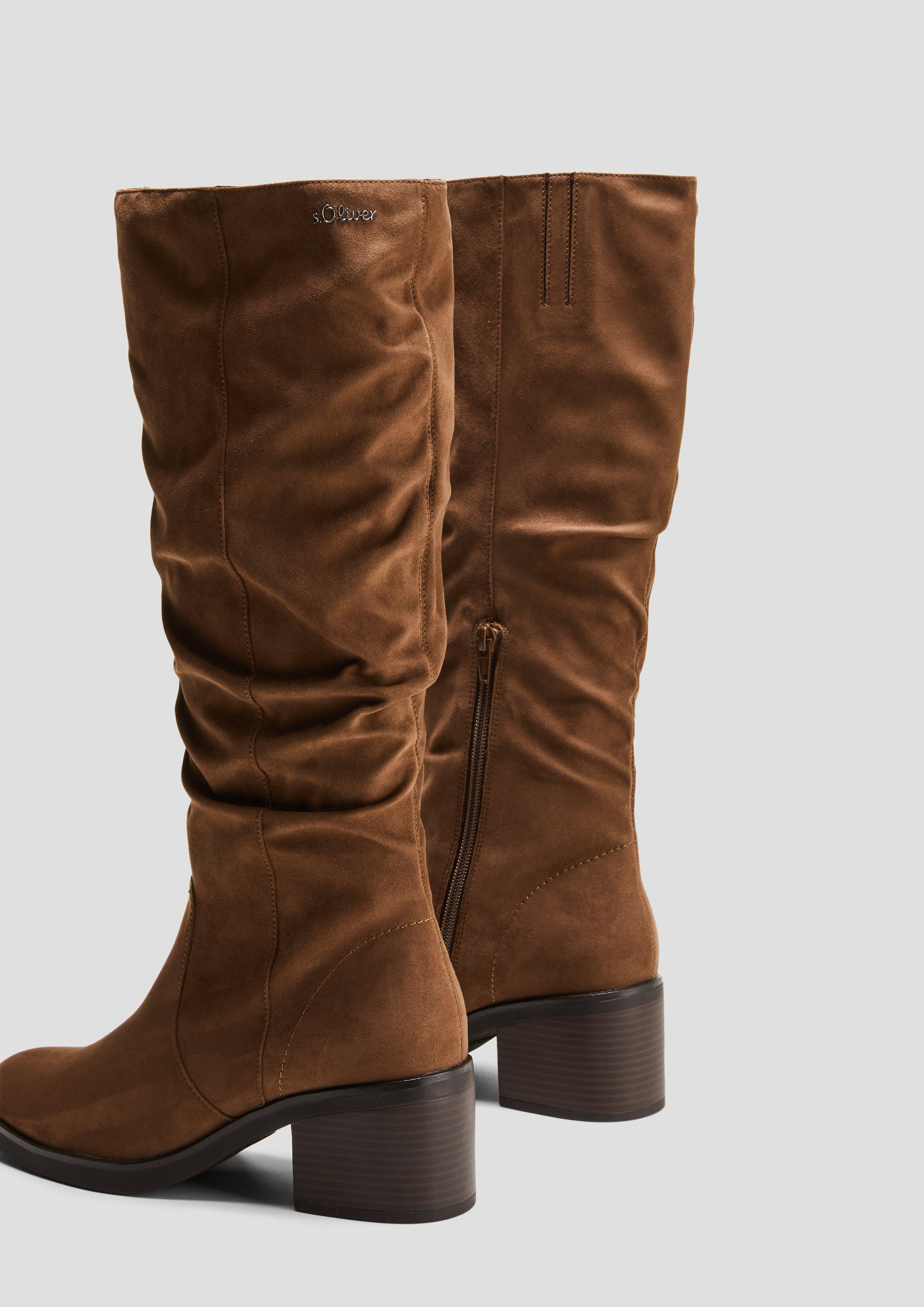 Langschaftstiefel in Veloursleder-Optik  6008565-348
